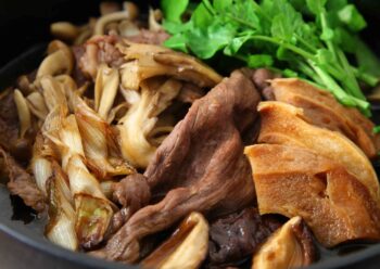 牛肉ときのこのすき焼きの画像